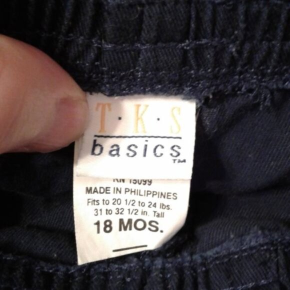 T.K.S. Basics Size 18 Mos Toddler Boys Navy Elastic Waist Pull on Pants - Picture 6 of 6